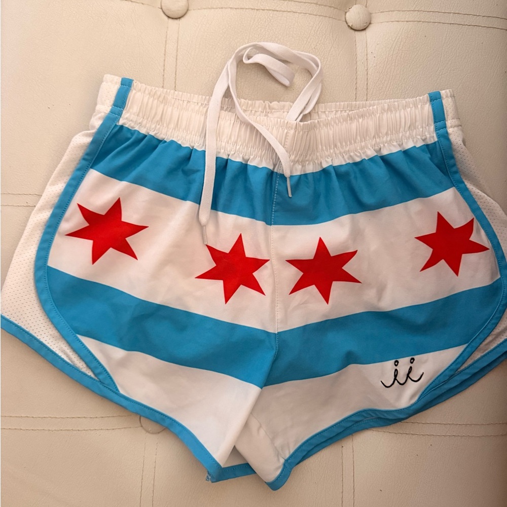Blue and White Athletic Shorts Chicago fleet feet size xsmall new without tags